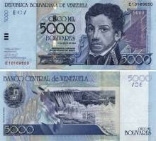 *5000 Bolivares Venezuela 2000-2004 P84 UNC - Kliknutím na obrázok zatvorte -